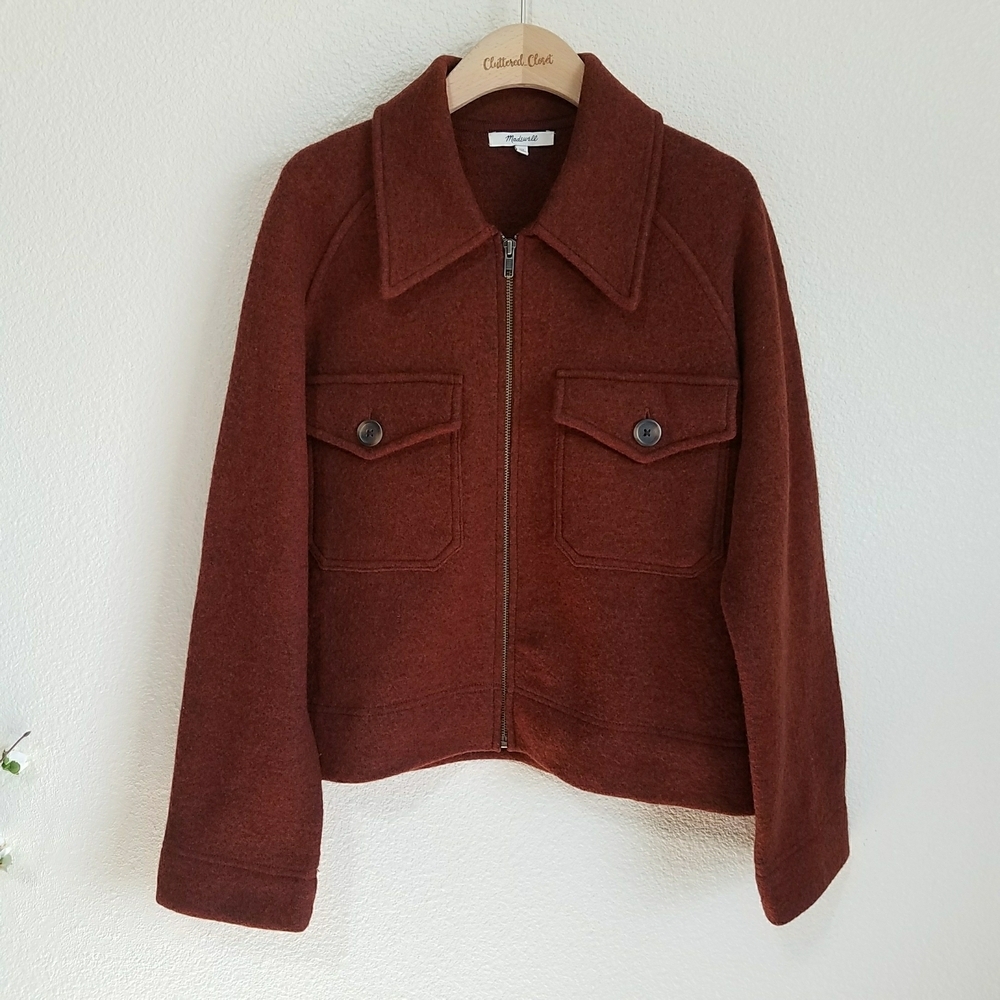 MADEWELL Johnsville Wool Sweater Jacket in Heather Brick - Picture 2 of 8